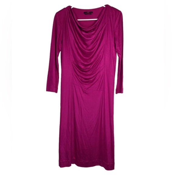 BOSS HUGO BOSS MADE ITALY‎ 🇮🇹 3/4 Sleeve Cowl Neck Lined Fitted Sheath Dress S - Picture 1 of 12